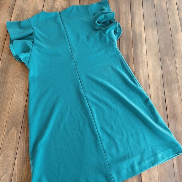 Calvin Klein Green Scuba Flutter Sleeve Stretch Dress - Size 12 (D7) - Picture 5 of 7